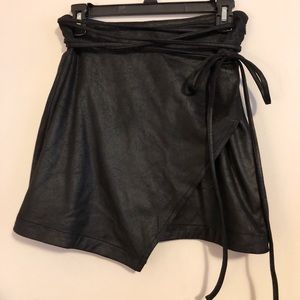 Free People Black wrap mini skirt